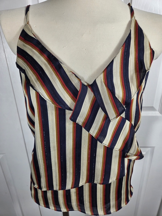 Anthropologie Tops - Floreat Anthropologie Striped Ruffle Cami Tank XS Boho